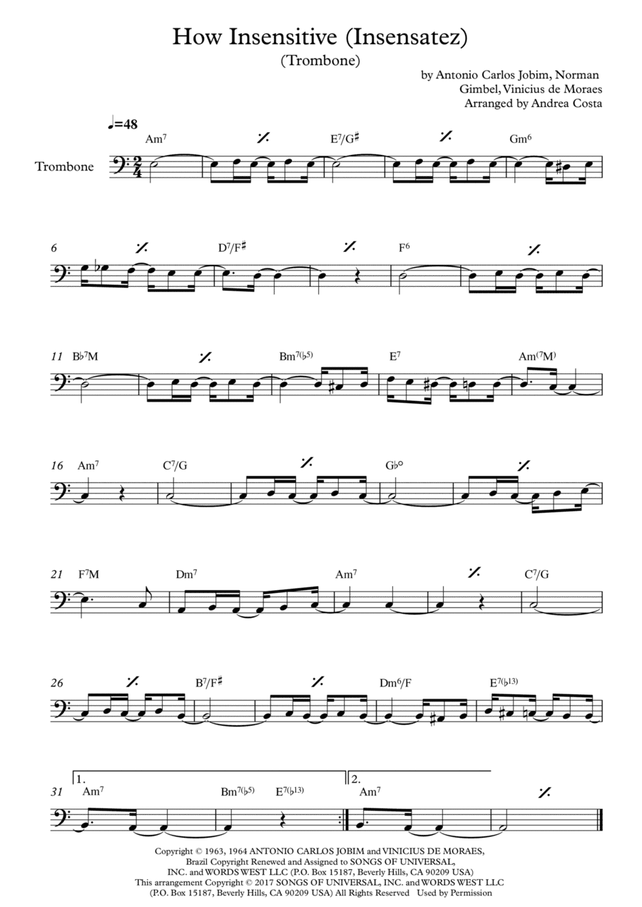 How Insensitive (insensatez) (arr. Andrea Costa)