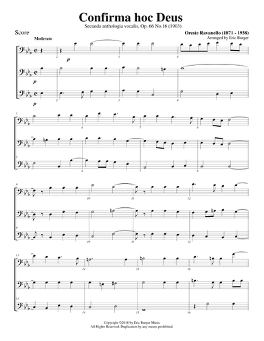 Confirma hoc Deus for Trombone or Low Brass Trio (arr. Eric Burger Music)