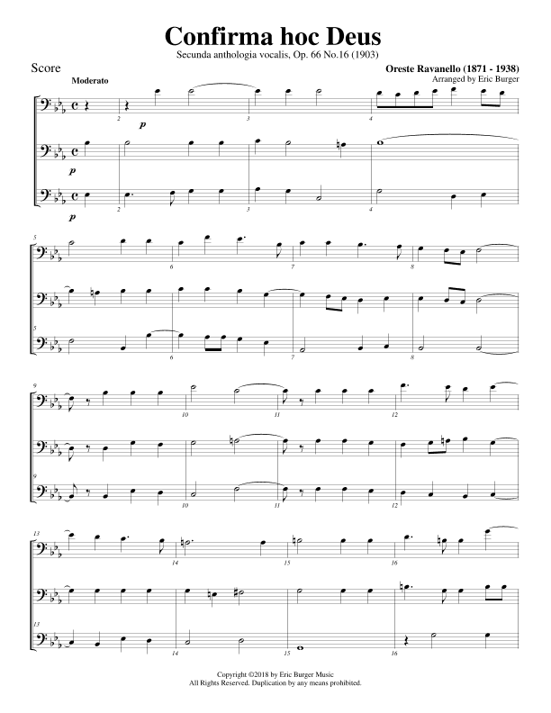 Confirma hoc Deus for Trombone or Low Brass Trio (arr. Eric Burger Music)