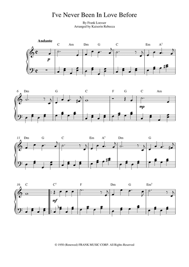 I've Never Been In Love Before (arr. Kaiserin Rebecca)