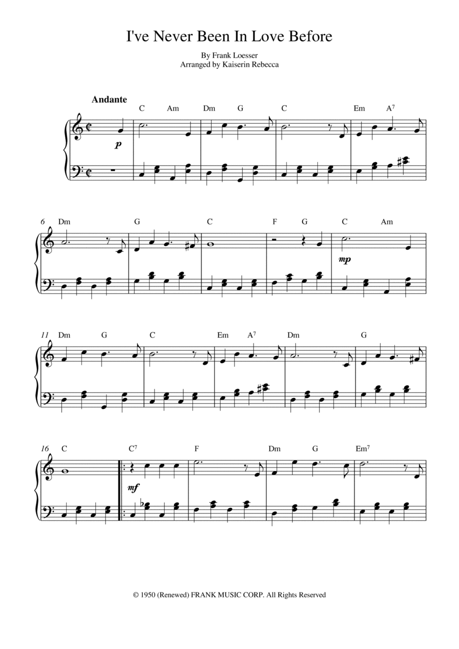 I've Never Been In Love Before (arr. Kaiserin Rebecca)