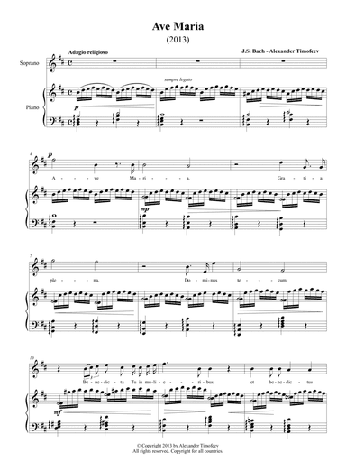 Ave Maria - Bach/Timofeev (for Soprano and Piano)