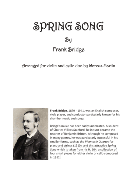 Spring Song by Frank Bridge arranged for violin & cello (arr. Marcus Martin)