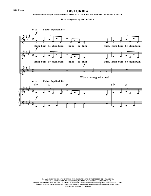 Disturbia (arr. Jeffrey Bowen)