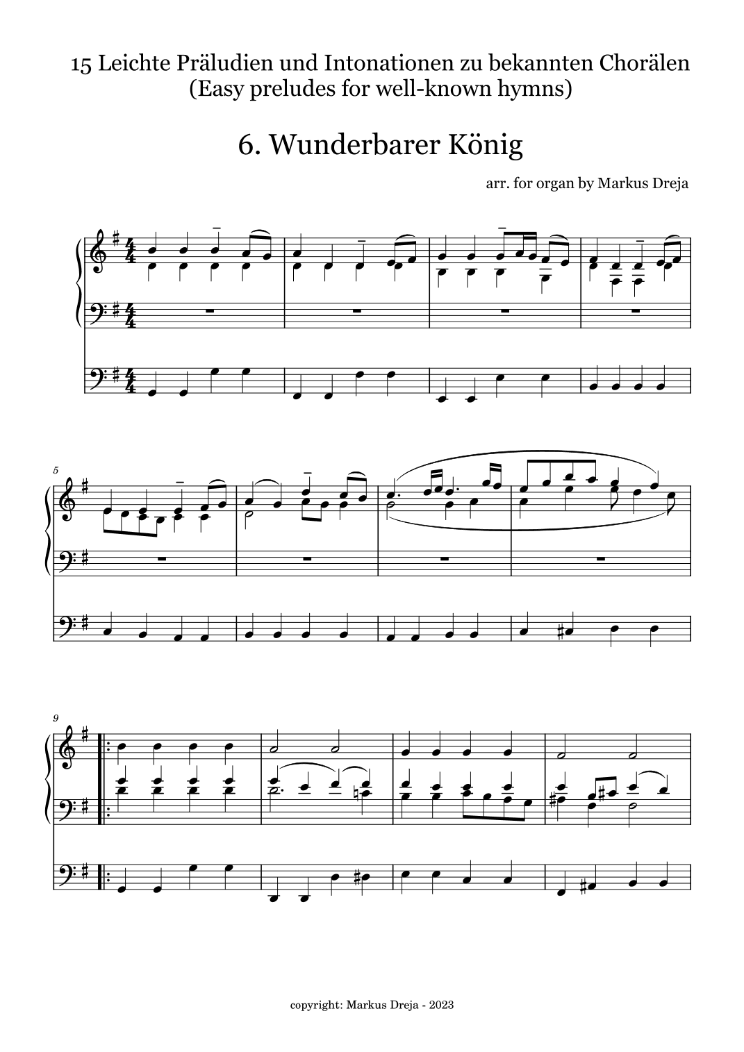 Easy Organ Preludes - leichte Orgelpräludien | Wunderbarer König (arr. Markus Dreja)