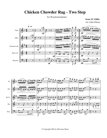 Chicken Chowder Rag by Irene Giblin for Woodwind Quintet (arr. John Gibson)