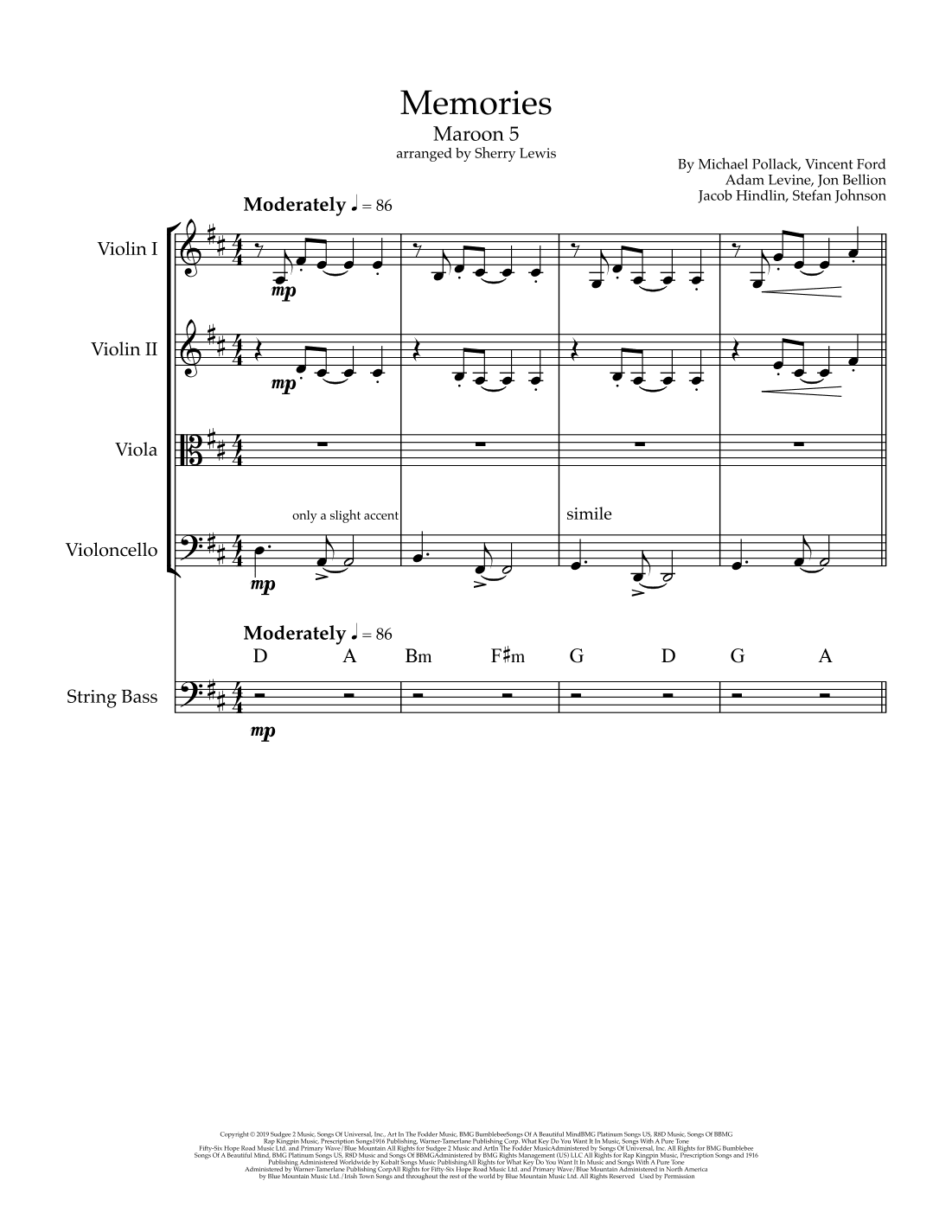 Memories (arr. Sherry Lewis)