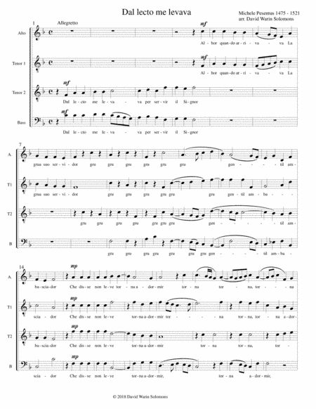 Dal lecto me levava for ATTB choir (arr. David Warin Solomons)