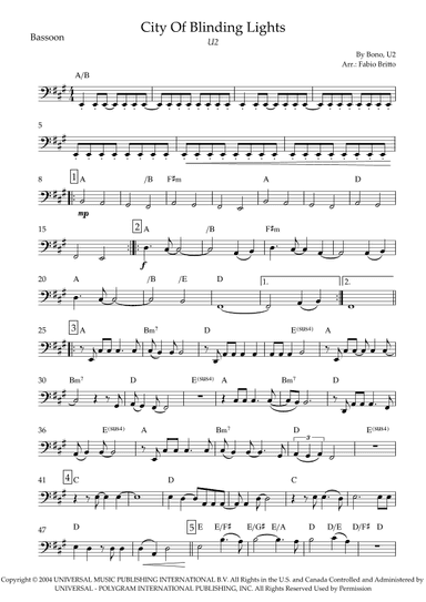 City Of Blinding Lights (arr. Fabio Britto)