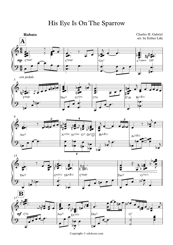His eye is on the sparrow (arr. Esther Lihj)