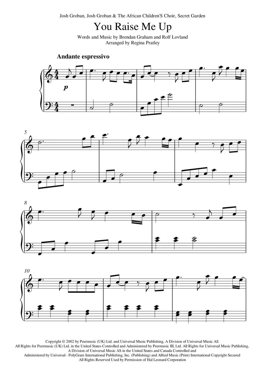 You Raise Me Up (arr. Regina Pratley)