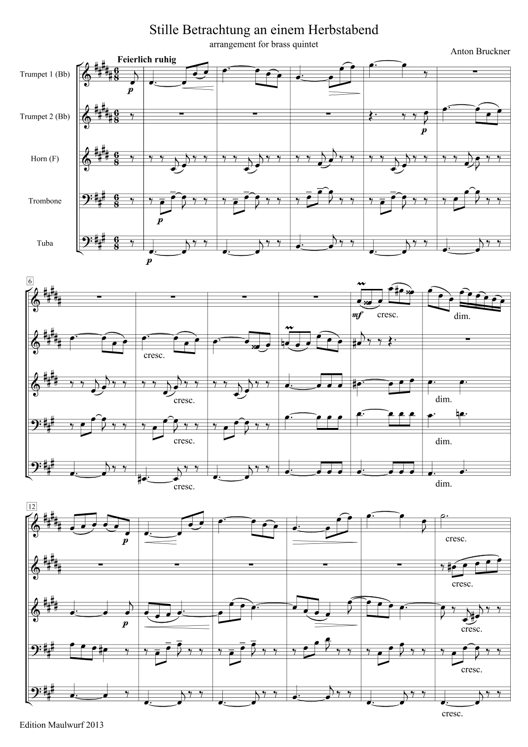 Stille Betrachtung an einem Herbstabend (arr. Edition Maulwurf)