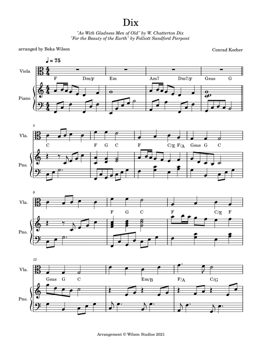 For the Beauty of the Earth--viola solo (arr. Beka Wilson)