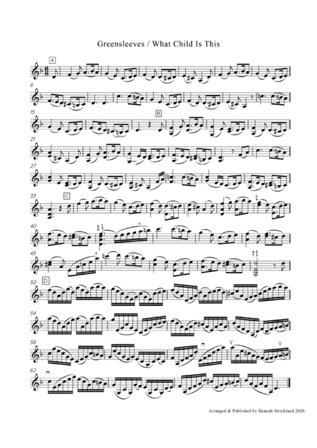 Greensleeves / What Child Is This - Solo Violin (arr. Hannah Strickland)