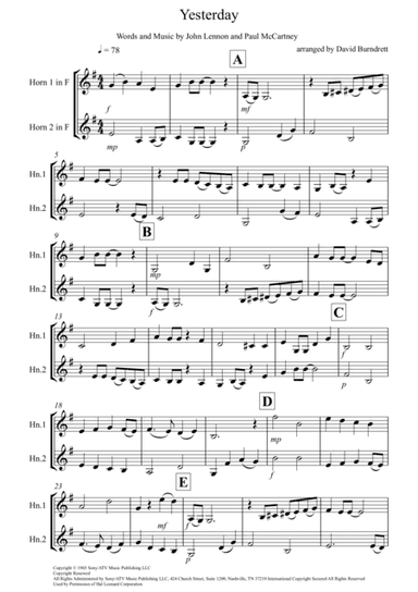 Yesterday (arr. David Burndrett)