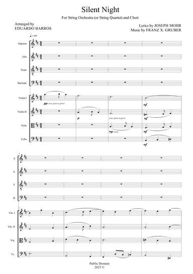 Silent Night (For Choir with String Quartet accompaniment) (arr. Eduardo Barros)