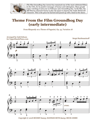 Groundhog Day Theme (arr. Gaili Schoen for UpperHandsPiano.com)