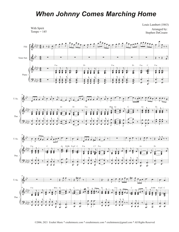 When Johnny Comes Marching Home (Tenor Saxophone and Piano) (arr. Stephen DeCesare)