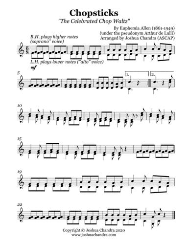 Chopsticks (Easy Piano) (arr. Joshua Chandra)