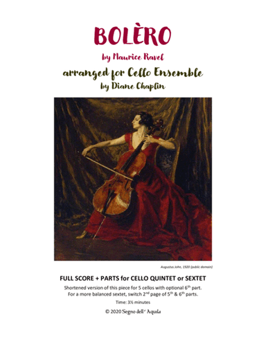Bolero for Cello Quintet or Sextet (arr. Diane Chaplin)