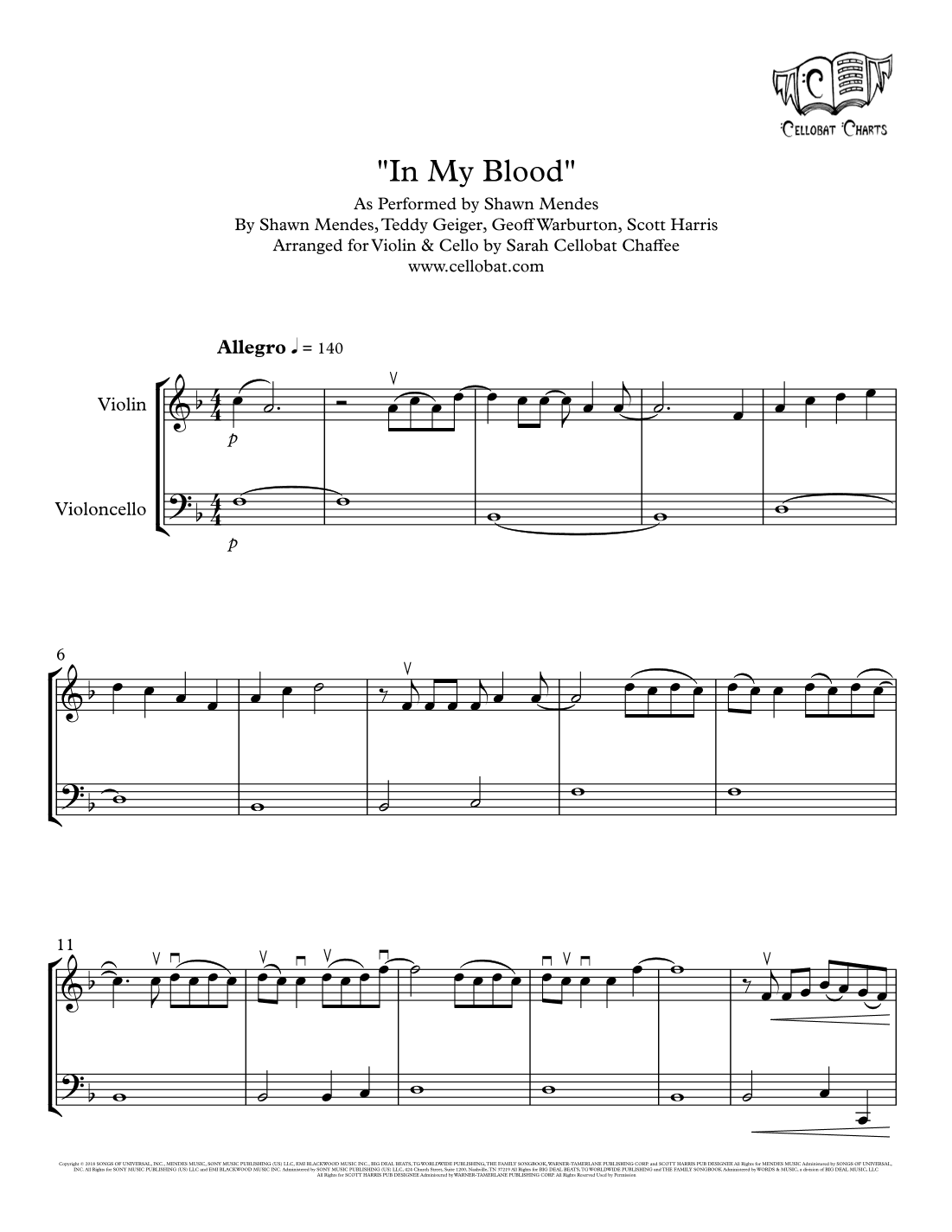 In My Blood (arr. Sarah Cellobat Chaffee)