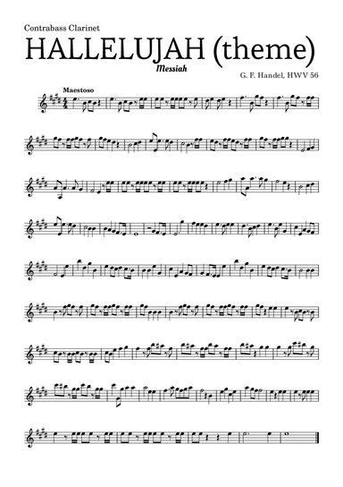 Aleluia (HALLELUJAH), of the Messiah - for Contrabass Clarinet and accompaniment (arr. Leyandder Trustworthy)