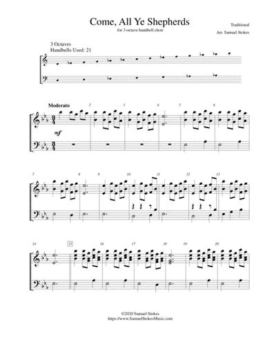 Come, All Ye Shepherds (Come, Shepherds, Rise!) - for 3-octave handbell choir (arr. Samuel Stokes)