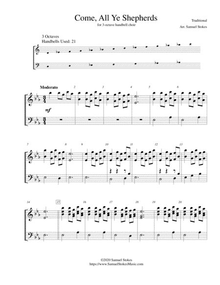Come, All Ye Shepherds (Come, Shepherds, Rise!) - for 3-octave handbell choir (arr. Samuel Stokes)