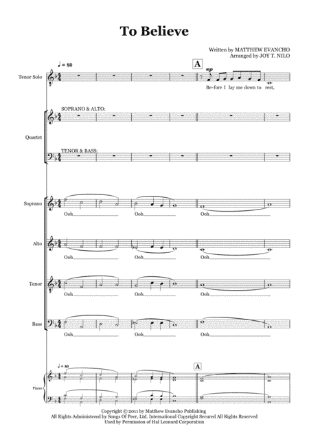 To Believe (arr. Joy T. Nilo)