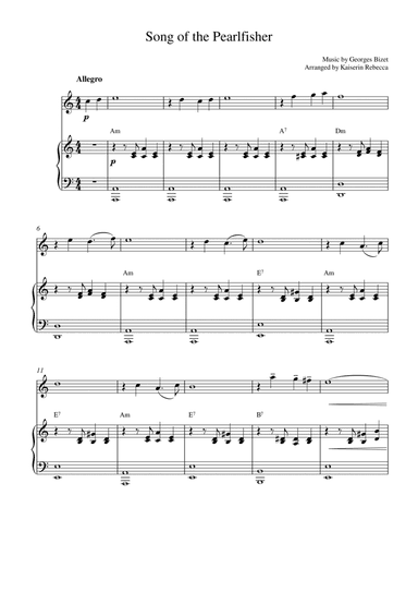 Song of the Pearlfisher (for oboe solo and piano accompaniment) (arr. Kaiserin Rebecca)