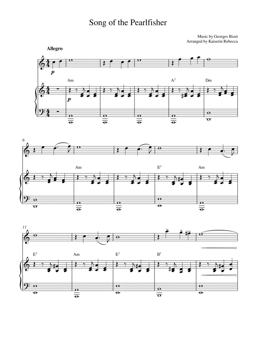 Song of the Pearlfisher (for oboe solo and piano accompaniment) (arr. Kaiserin Rebecca)