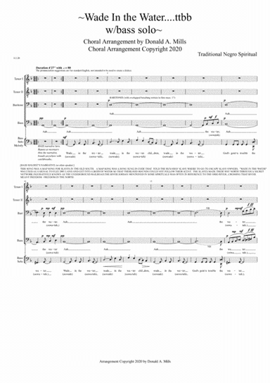 Wade In the Water....ttbb plus bass solo (arr. Donald A. Mills)