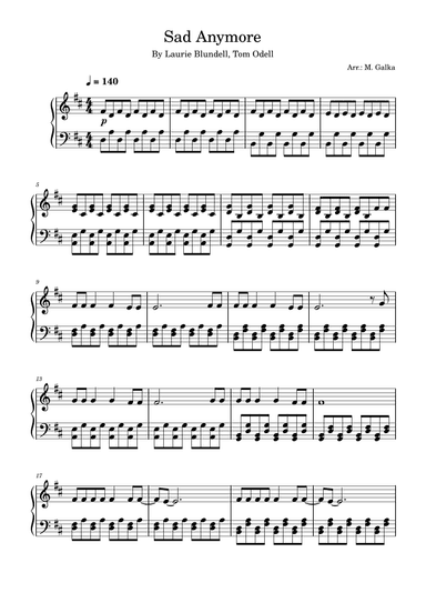 Sad Anymore (arr. M. Galka)