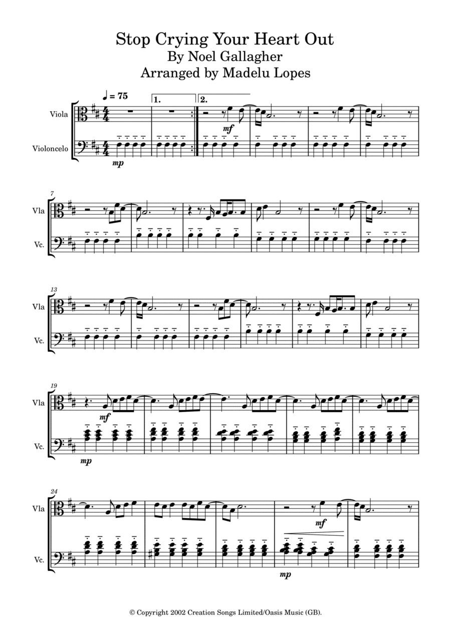Stop Crying Your Heart Out (arr. Madelu Lopes)