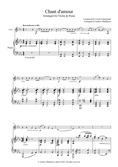 Chant d'amour arranged for Violin and Piano (arr. Andrew Middleton)