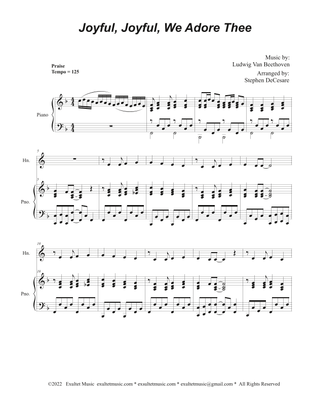 Joyful, Joyful, We Adore Thee (French Horn solo and Piano) (arr. Stephen DeCesare)