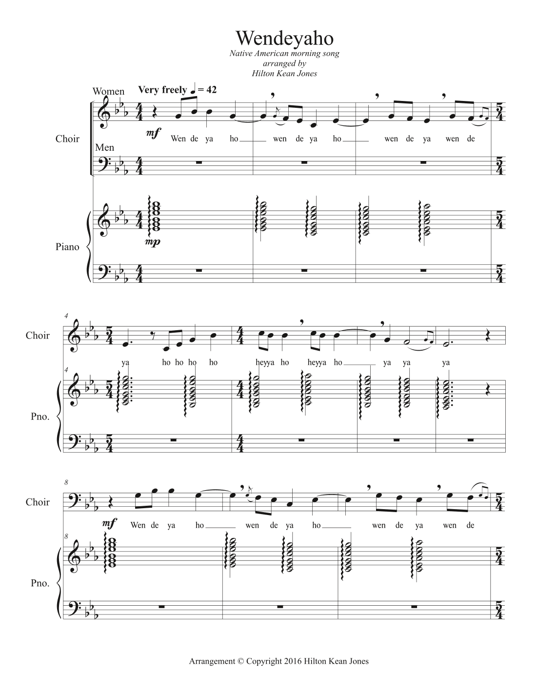Wendeyaho (arr. Hilton Kean Jones)