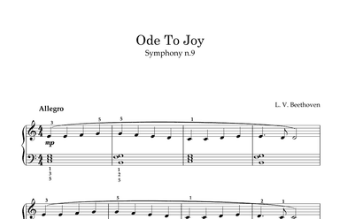 Ode To Joy Symphony N.9 -Piano Easy Sheet Music (arr. javier franco)