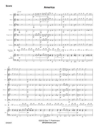 MY COUNTRY 'TIS OF THEE - MIXED ENSEMBLE with optional Piano & Snare Drum (arr. Glen Poehlmann)