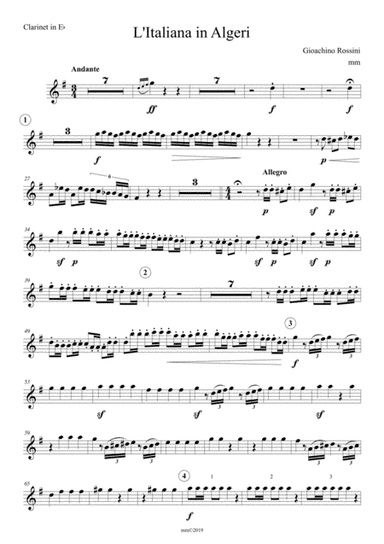 Rossini L’Italiana in Algeri (The Italian Girl in Algiers) – Sinfonia  (Ouverture) for Clarinet (arr. Massimo Mazza)