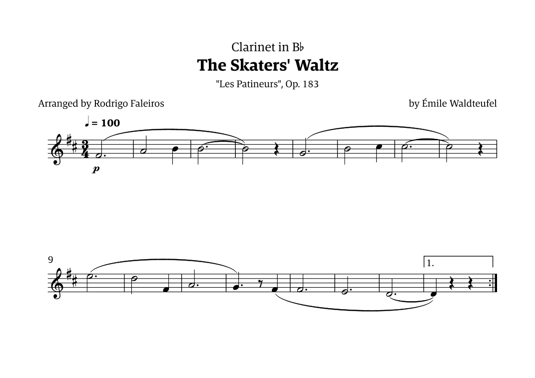 The Skaters Waltz (for beginners) (arr. Rodrigo Faleiros)
