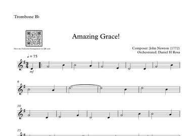 Amazing Grace How Sweet the sound - Easy Bb Trombone (arr. Daniel H Rosa)