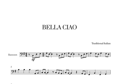 Bella Ciao for Bassoon Solo (arr. Cadenza Editions)