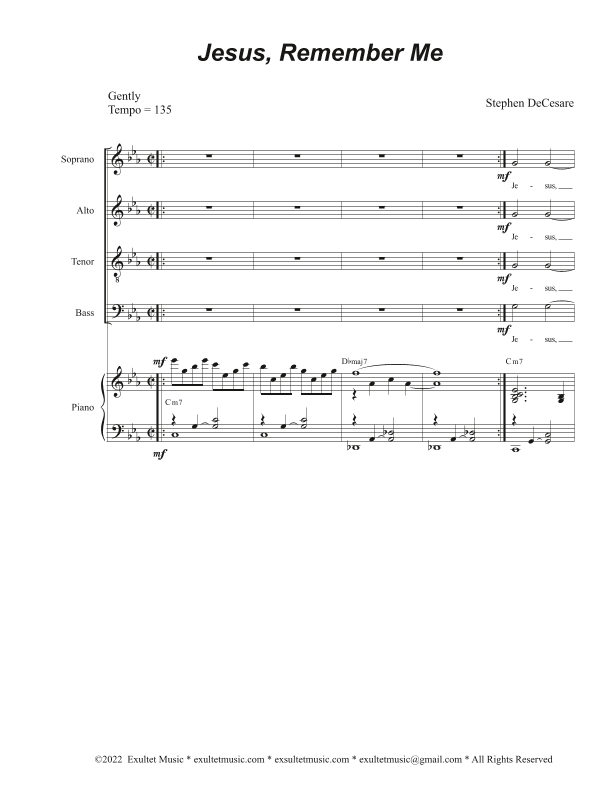 Jesus, Remember Me (Solo and SATB)