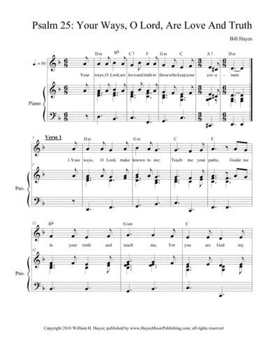 Psalm 25:  Your Ways O Lord, Are Love And Truth (piano/vocal)
