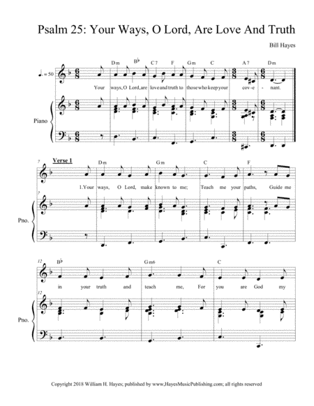 Psalm 25:  Your Ways O Lord, Are Love And Truth (piano/vocal)