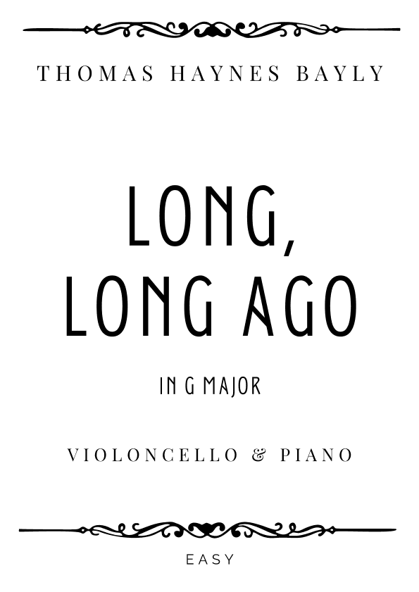Bayly - Long, Long Ago in G Major - Easy (arr. Piacere Music Sheets)