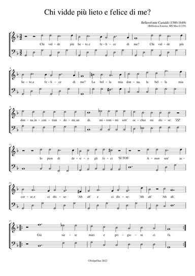 Chi vidde più lieto e felice di me? (arr. Early Music Scores)