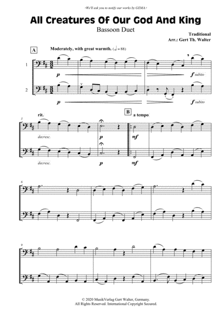 All Creatures Of Our God And King (arr. Gert Th. Walter)