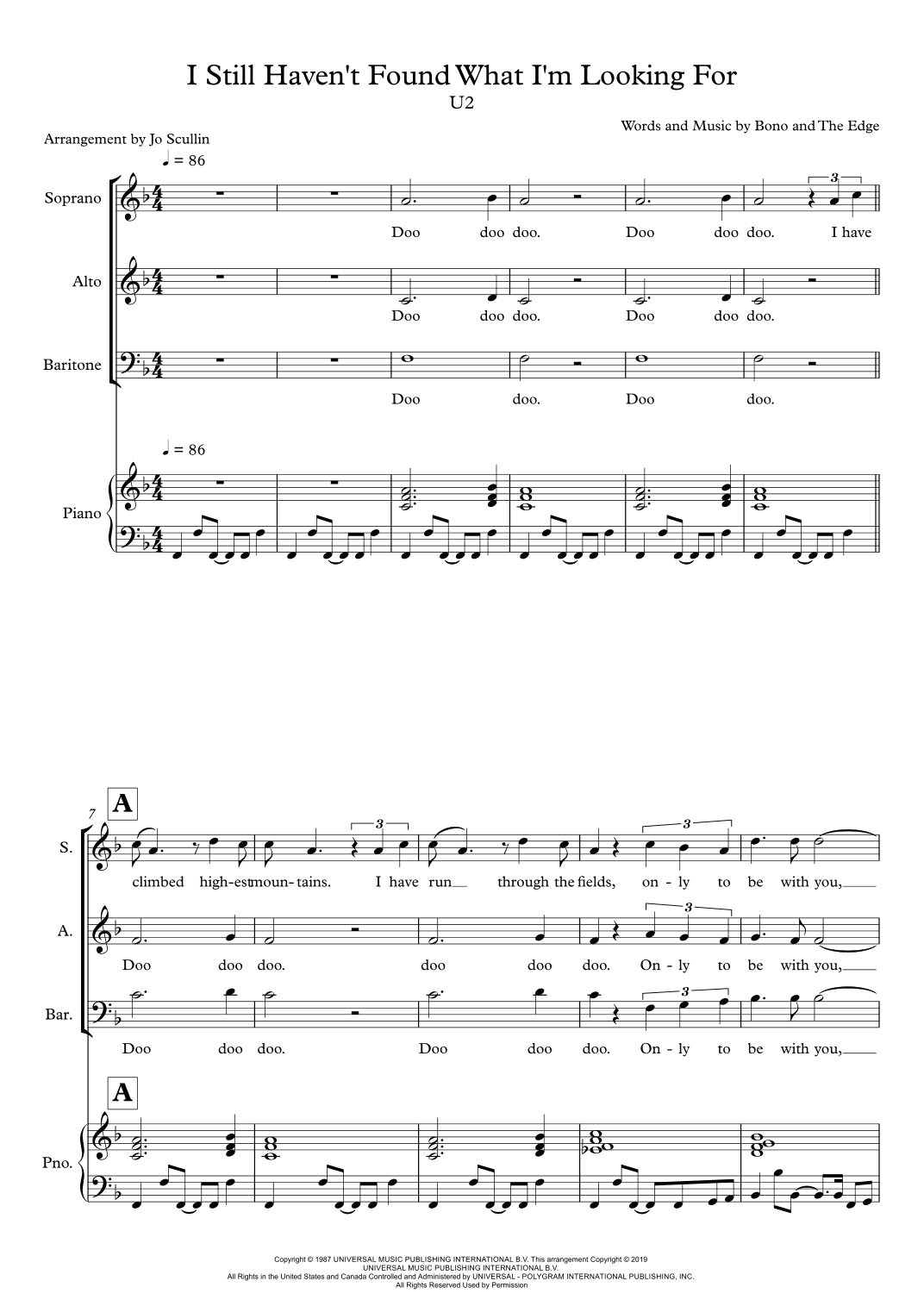 I Still Haven't Found What I'm Looking For (arr. Jo Scullin)